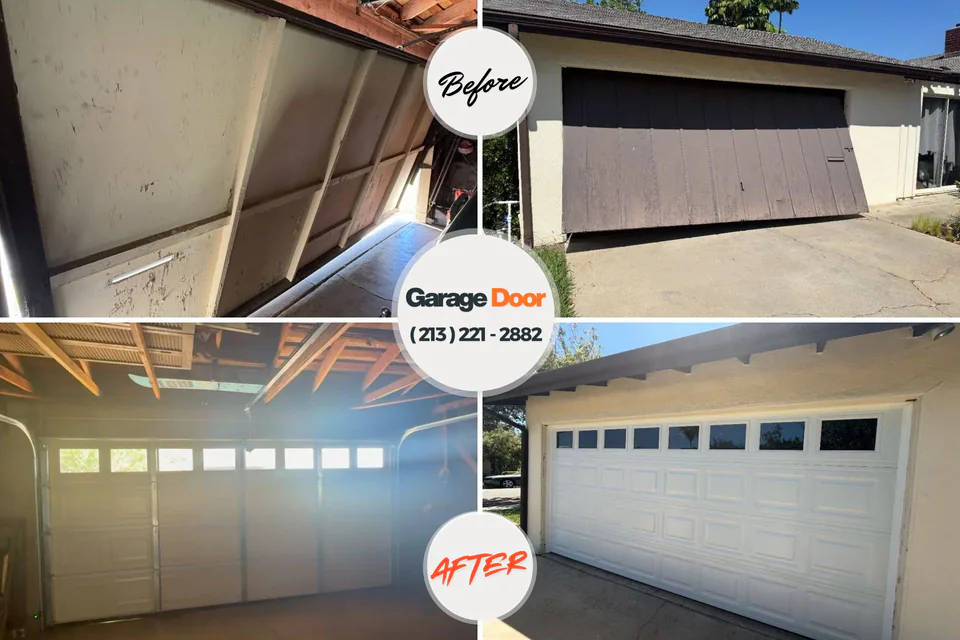 Before and after: garage door repair Bothell, WA